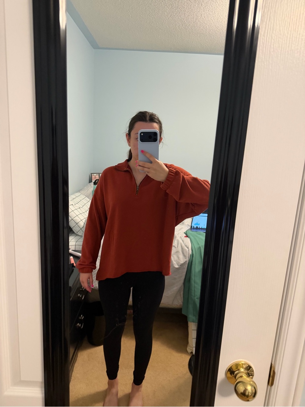 Aerie Burnt Orange/ Rust Oversized Quarter-Zip